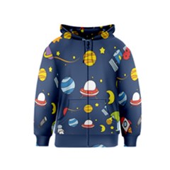 Space Background Design Kids  Zipper Hoodie by Simbadda