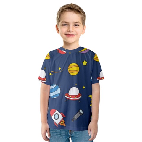 Space Background Design Kids  Sport Mesh Tee by Simbadda