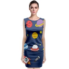 Space Background Design Classic Sleeveless Midi Dress by Simbadda