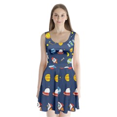 Space Background Design Split Back Mini Dress  by Simbadda