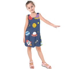 Space Background Design Kids  Sleeveless Dress by Simbadda