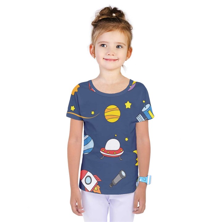 Space Background Design Kids  One Piece Tee