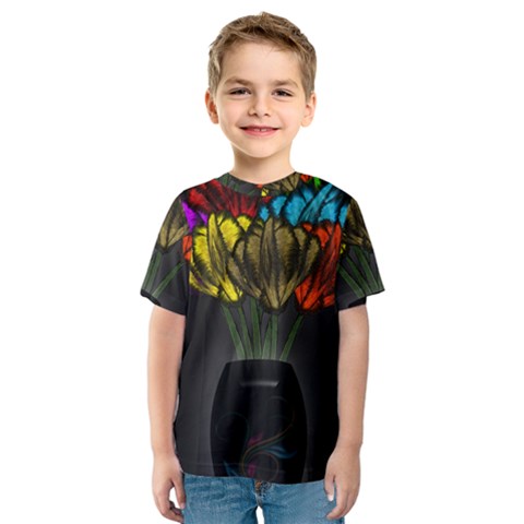 Flowers Painting Still Life Plant Kids  Sport Mesh Tee by Simbadda