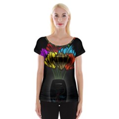 Flowers Painting Still Life Plant Women s Cap Sleeve Top by Simbadda