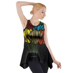 Flowers Painting Still Life Plant Side Drop Tank Tunic by Simbadda