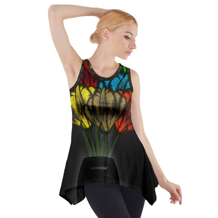 Flowers Painting Still Life Plant Side Drop Tank Tunic