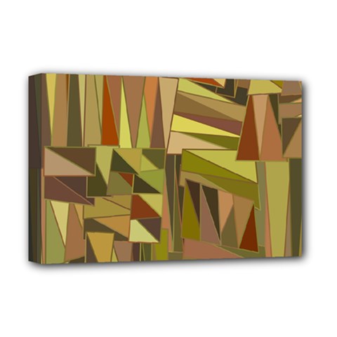 Earth Tones Geometric Shapes Unique Deluxe Canvas 18  X 12   by Simbadda