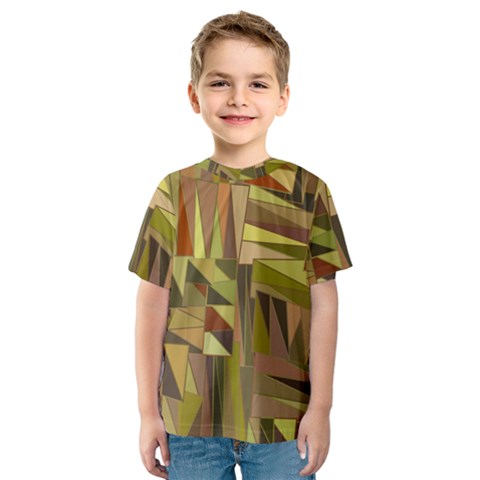 Earth Tones Geometric Shapes Unique Kids  Sport Mesh Tee by Simbadda