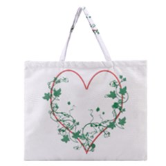 Heart Ranke Nature Romance Plant Zipper Large Tote Bag by Simbadda