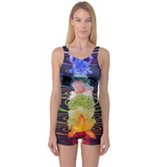 Chakra Spiritual Flower Energy One Piece Boyleg Swimsuit by Simbadda