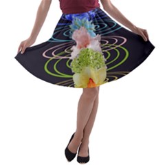 Chakra Spiritual Flower Energy A-line Skater Skirt by Simbadda