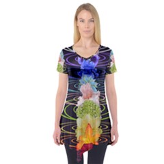 Chakra Spiritual Flower Energy Short Sleeve Tunic 