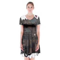 Steampunk Lock Fantasy Home Short Sleeve V-neck Flare Dress