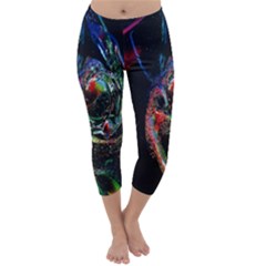 Abstraction Dive From Inside Capri Winter Leggings  by Simbadda