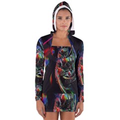 Abstraction Dive From Inside Women s Long Sleeve Hooded T-shirt by Simbadda