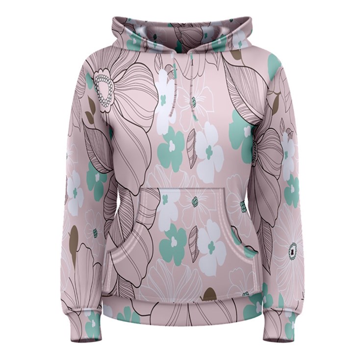 Background Texture Flowers Leaves Buds Women s Pullover Hoodie