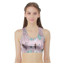 Background Texture Flowers Leaves Buds Sports Bra With Border by Simbadda