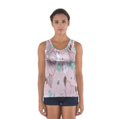 Background Texture Flowers Leaves Buds Women s Sport Tank Top  by Simbadda