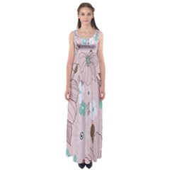 Background Texture Flowers Leaves Buds Empire Waist Maxi Dress by Simbadda