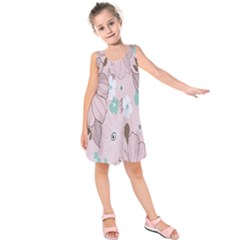 Background Texture Flowers Leaves Buds Kids  Sleeveless Dress by Simbadda