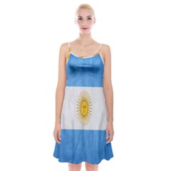 Argentina Texture Background Spaghetti Strap Velvet Dress