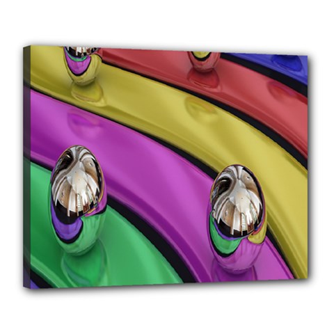 Balloons Colorful Rainbow Metal Canvas 20  X 16  by Simbadda