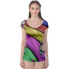 Balloons Colorful Rainbow Metal Boyleg Leotard  by Simbadda