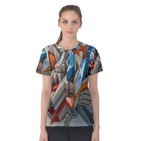 Abstraction Imagination City District Building Graffiti Women s Cotton Tee by Simbadda