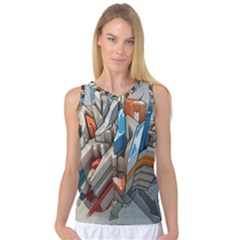 Abstraction Imagination City District Building Graffiti Women s Basketball Tank Top by Simbadda