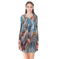 Abstraction Imagination City District Building Graffiti Flare Dress