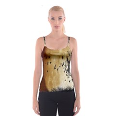 Birds Sky Planet Moon Shadow Spaghetti Strap Top by Simbadda