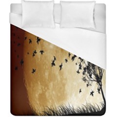 Birds Sky Planet Moon Shadow Duvet Cover (california King Size) by Simbadda