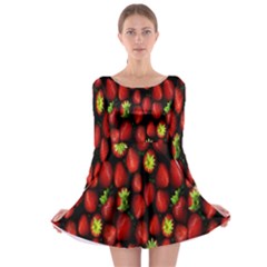 Berry Strawberry Many Long Sleeve Skater Dress by Simbadda