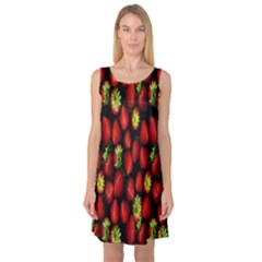 Berry Strawberry Many Sleeveless Satin Nightdress by Simbadda