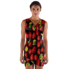 Berry Strawberry Many Wrap Front Bodycon Dress by Simbadda