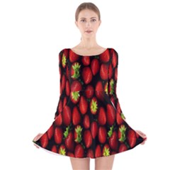 Berry Strawberry Many Long Sleeve Velvet Skater Dress by Simbadda