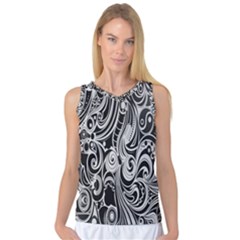 Black White Pattern Shape Patterns Women s Basketball Tank Top by Simbadda