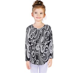 Black White Pattern Shape Patterns Kids  Long Sleeve Tee