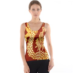 Fabric Pattern Dragon Embroidery Texture Tank Top by Simbadda