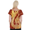 Fabric Pattern Dragon Embroidery Texture Women s Cap Sleeve Top View2