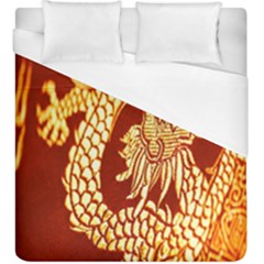 Fabric Pattern Dragon Embroidery Texture Duvet Cover (king Size) by Simbadda