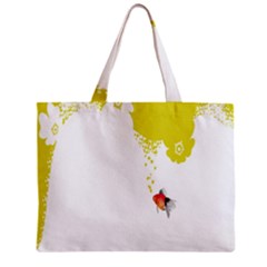 Fish Underwater Yellow White Zipper Mini Tote Bag by Simbadda