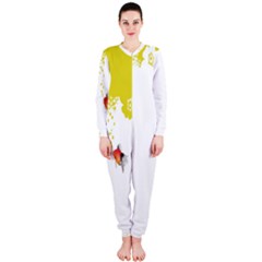 Fish Underwater Yellow White Onepiece Jumpsuit (ladies)  by Simbadda