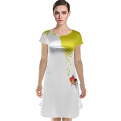 Fish Underwater Yellow White Cap Sleeve Nightdress by Simbadda