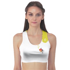 Fish Underwater Yellow White Sports Bra by Simbadda