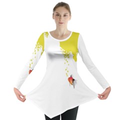 Fish Underwater Yellow White Long Sleeve Tunic  by Simbadda