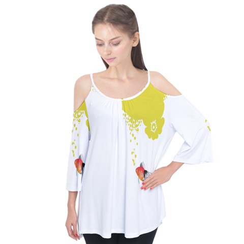 Fish Underwater Yellow White Flutter Tees by Simbadda