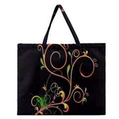 Flowers Neon Color Zipper Large Tote Bag by Simbadda