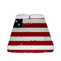 Flag United States United States Of America Stripes Red White Fitted Sheet (full/ Double Size) by Simbadda