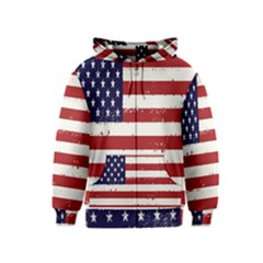 Flag United States United States Of America Stripes Red White Kids  Zipper Hoodie by Simbadda